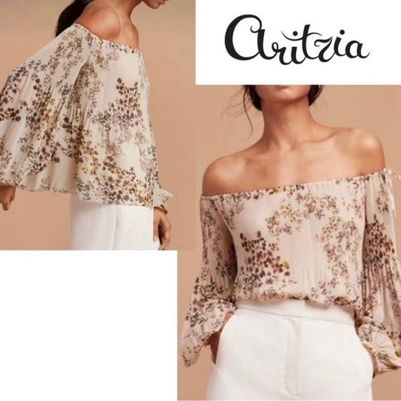 Wilfred | Long Sleeve Ribbed Floral Pattern Off The Shoulder Top - Picture 3 of 10